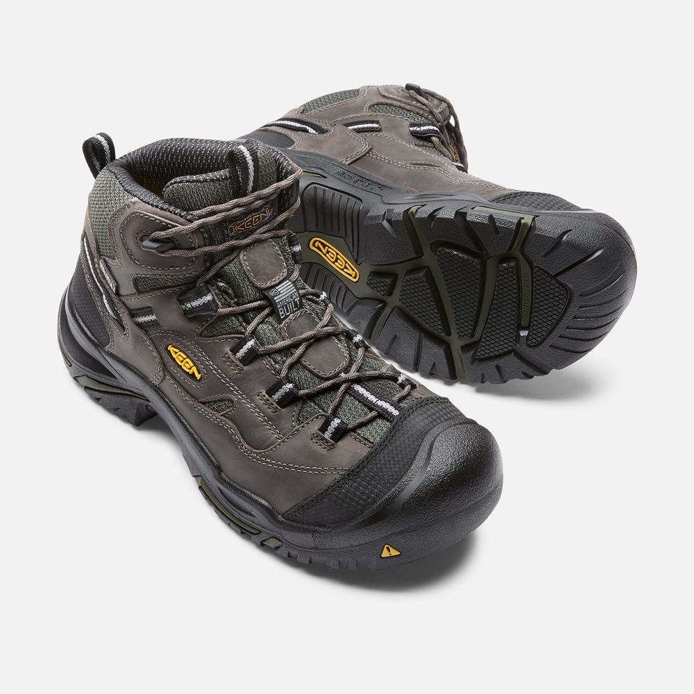 Keen Trekking Bot Erkek Siyah Kahverengi - Braddock Waterproof Mid (Steel Toe) - Türkiye CGMK81706